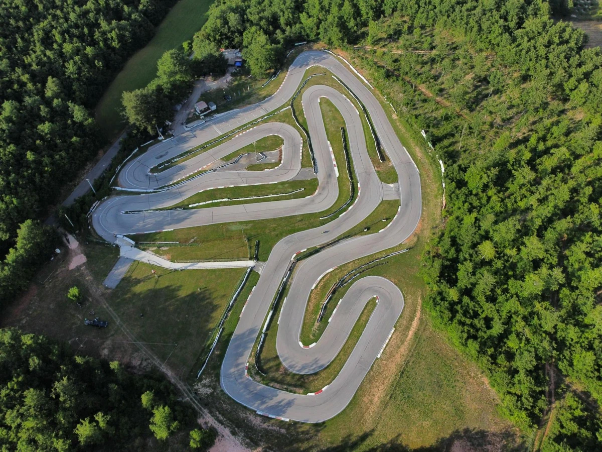Aerial view of a race track