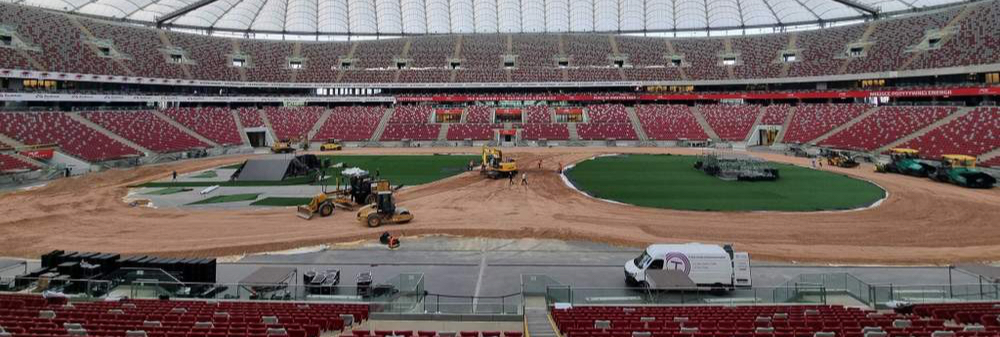 Figure-eight drift track built on the pitch of PGE Narodowy stadium