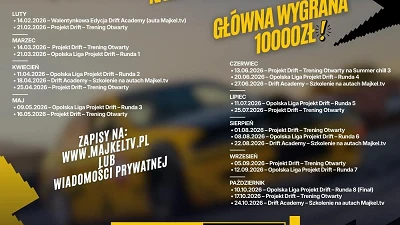 Projekt Drift - Opolszczyzna kalendarz imprez na caly rok / Zawody Nagroda 1 miejsce - 10000zł gotówka 